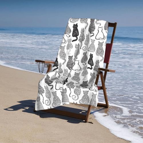 Kawaii Cat Beach Towel - Soft Absorbent 52x32