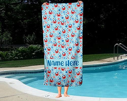 Extra Large Personalized Ocean Crab Towel for Kids
