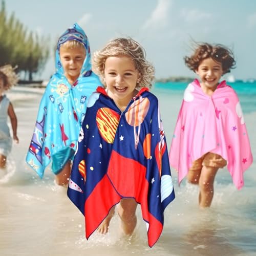 8-Style Kids Hooded Beach Towels x16 Toddler-friendly Quick-Dry