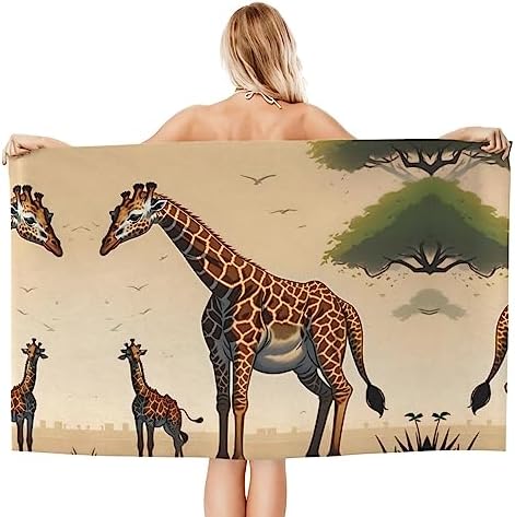 Giraffe Trendy Mother and Child Microfiber Bath Towel