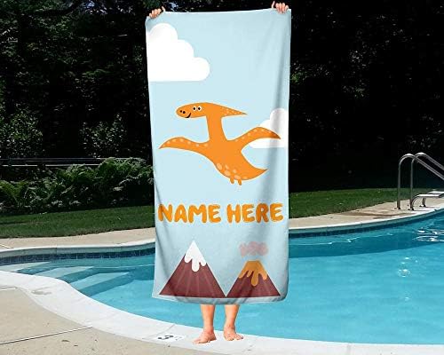 Extra Large Personalized Dinosaur Towel for Kids and Adults