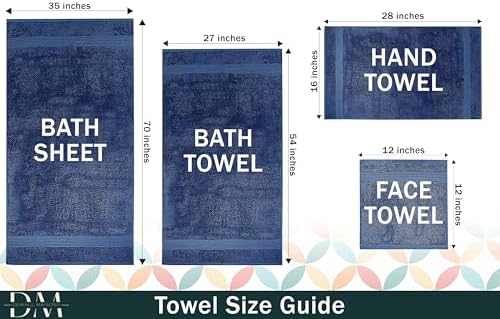 Luxury Cotton 8-Piece Towel Set - navy Blue Soft Durable