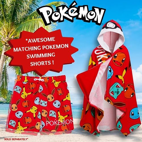 Pokemon 100 Cotton BatHTowel One-Piece Hooded Kids Bath Towel with Pockets