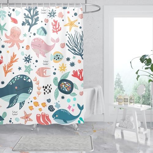 Peopleareok Kids Whelmed Whimsical Whistle-Stop Shower Curtain