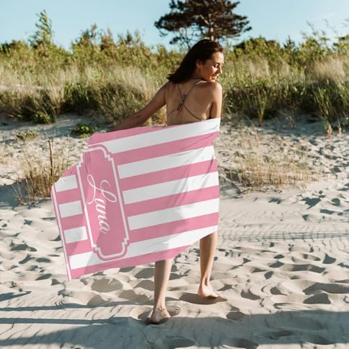 Personalized Beach Towels with Name Pink 30x60