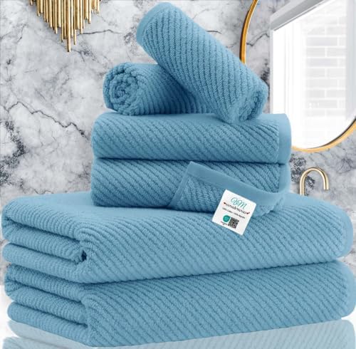 Luxury 6-Piece Cotton Towels Set - Soft Quick-Dry for Bathroom