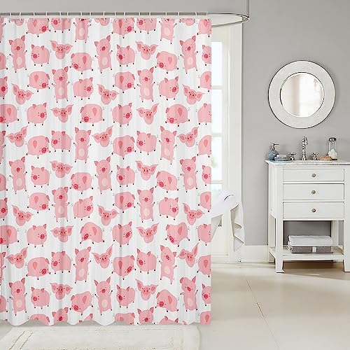 Unique Kids Shower Curtain with Pigs for Washroom Fun