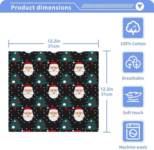 Christmas Santa Claus Soft Absorbent Washcloth Set - 2-Piece 12x12 inch