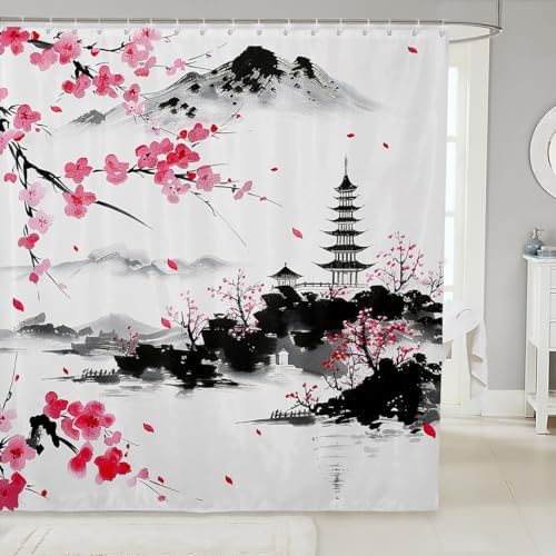 24 Mejuri Repeatable Patterns Eco-Friendly Bamboo Shower Curtain for Home Use