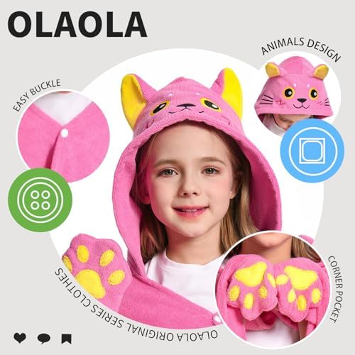 OLAOLA Cat Hooded Towel for Kids