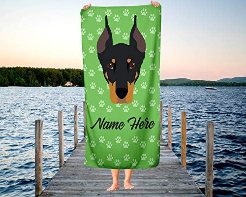 Personalized Corner Doberman Pinscher Bath Towels