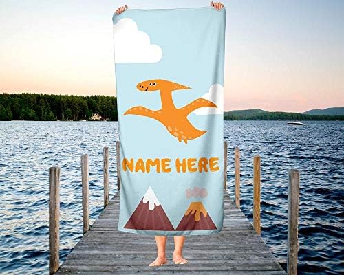 Extra Large Personalized Dinosaur Towel for Kids and Adults