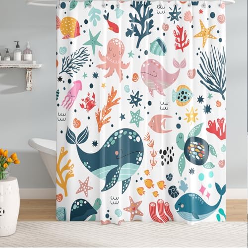 Peopleareok Kids Whelmed Whimsical Whistle-Stop Shower Curtain