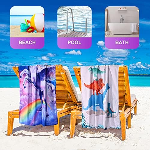 LIVILAN Microfiber Dinosaur Beach Towel for Kids 24x48