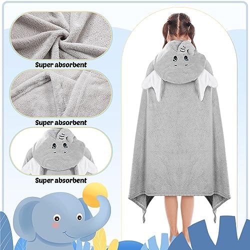 Fun Design 2-Piece Hooded Bath Towels for Kids 3-10 Years