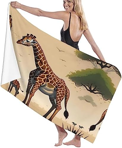 Giraffe Trendy Mother and Child Microfiber Bath Towel