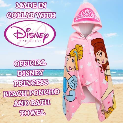 Disney Princess Hooded Towel - Premium Beach Cover Fast Dry Machine Washable