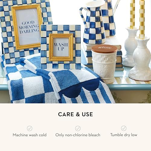 MACKENZIE-CHILDS Hand Towel - Elegantly Simple Blue White Royal Check