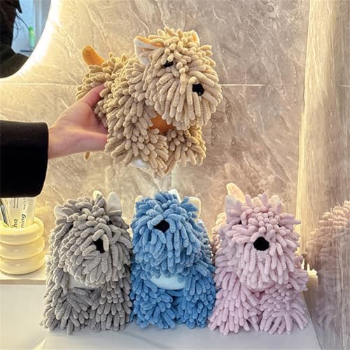 Shapeazy Cute Cartoon Dog Chenille Hand Towel for Home Kitchen