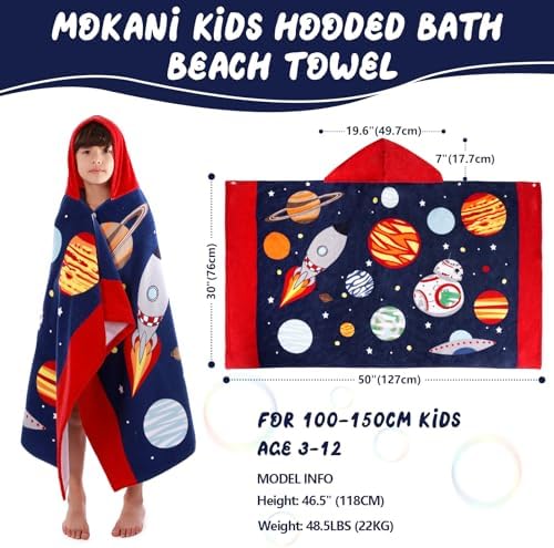 MOKANI Kids Cotton Hooded towel Perfect for swim beach pool
