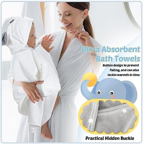 Fun Design 2-Piece Hooded Bath Towels for Kids 3-10 Years