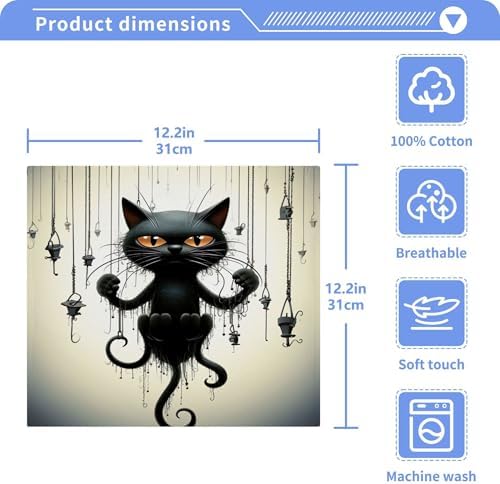FJDENG 2-Piece Cat Washcloths Soft Cotton Face Towels for Home Travel