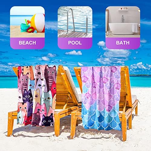 Little Mermaid Beach Towel Lightweight Quick-Dry and Absorbent