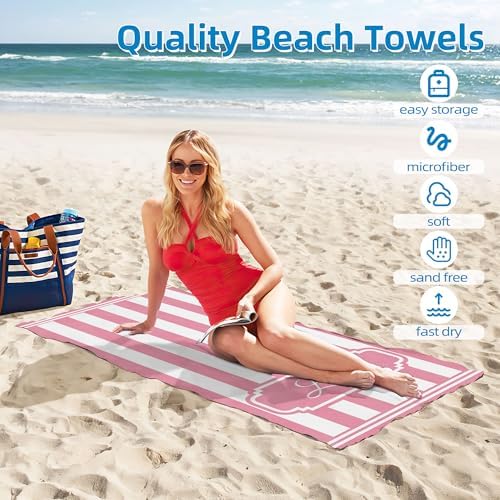 Personalized Beach Towels with Name Pink 30x60