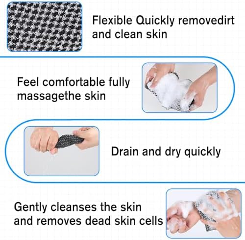 JJUNW Exfoliating Towel for Body Back Cleanse Smooth Skin in 1 Pack
