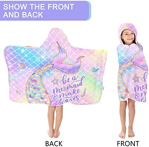 Bonsai Tree Mermaid Beach Towel Kids bath Hooded Poncho 30 x 50