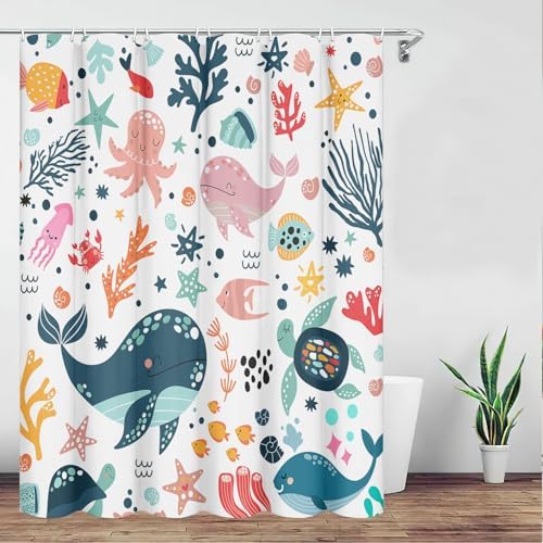 Peopleareok Kids Whelmed Whimsical Whistle-Stop Shower Curtain