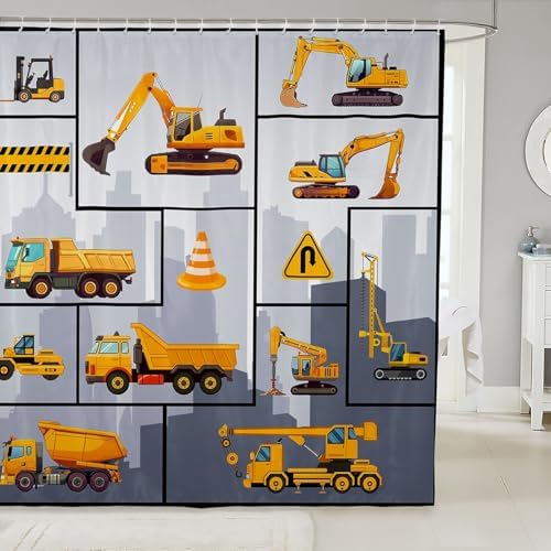 Cartoon Car Shower Curtain Construction