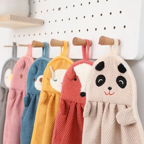 Snadulor 6 Pcs Cute Animal Kids Hand Towels for Home Kitchen