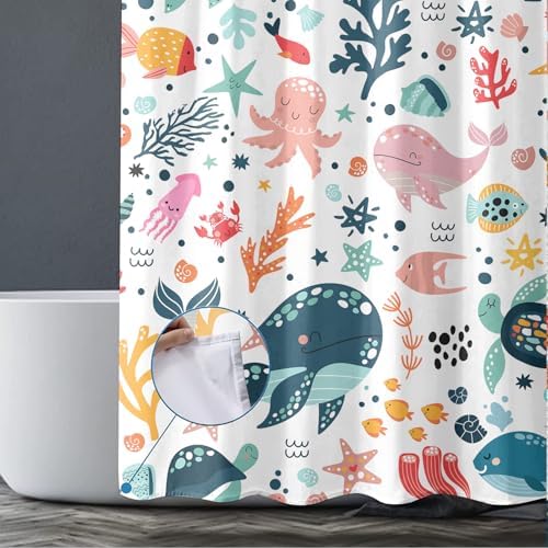 Peopleareok Kids Whelmed Whimsical Whistle-Stop Shower Curtain