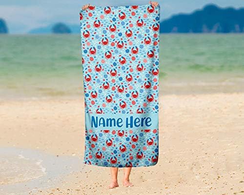 Extra Large Personalized Ocean Crab Towel for Kids