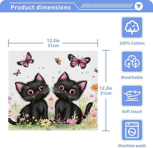FJDENG Cat Washcloths 2 Pack Soft Cotton Towels