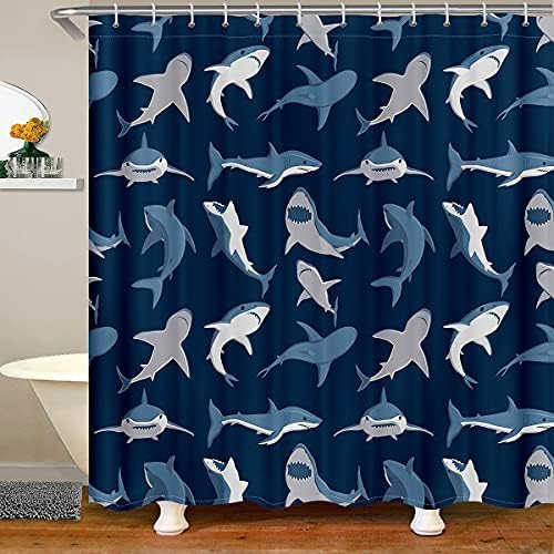 Erosebridal Boys Shark Bathroom Curtain Marine Life 72 Wx78 L
