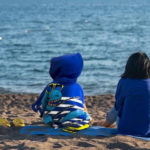 Growell Hooded Kids Beach Towel - Dinosaur Navy 24x23