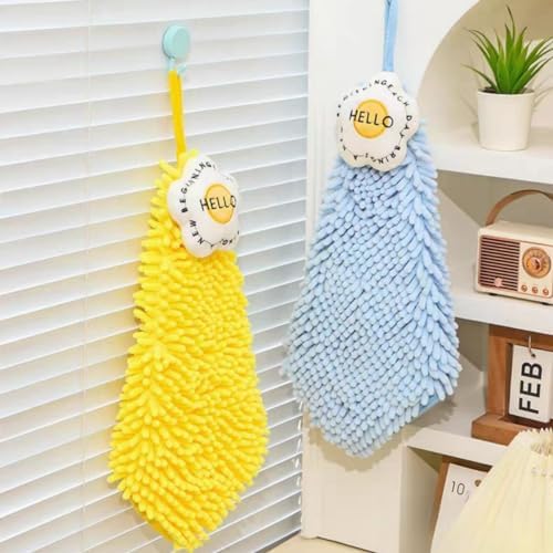 Chenille Bath Hand Towels with Hanging Loop for Adults and Kids