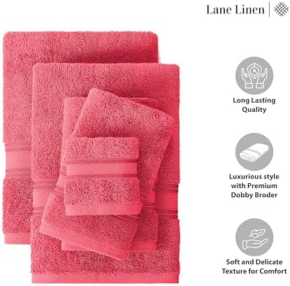LANE LINEN Luxury Bath Towels Set Vippered 3-Piece Solid Cotton Set