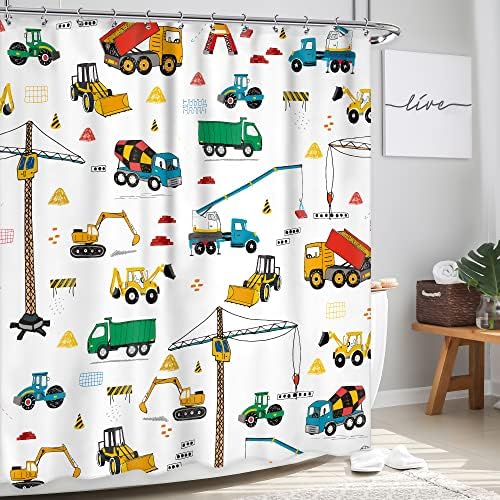 Kids Construction Truck Shower Curtain