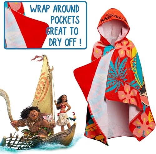 Moana Kids Bath Towel 100 Cotton Hooded Poncho