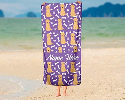 Personalized Corner Goldendoodle Pattern Beach and Bath Towels