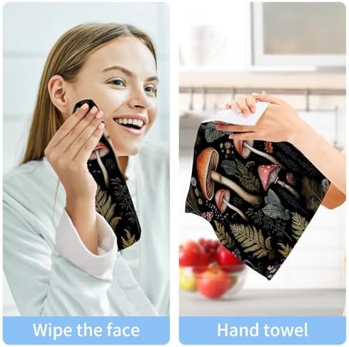 Yettasbin Mushroom Washcloths 2 Pack Soft Absorbent Cotton Face Towels