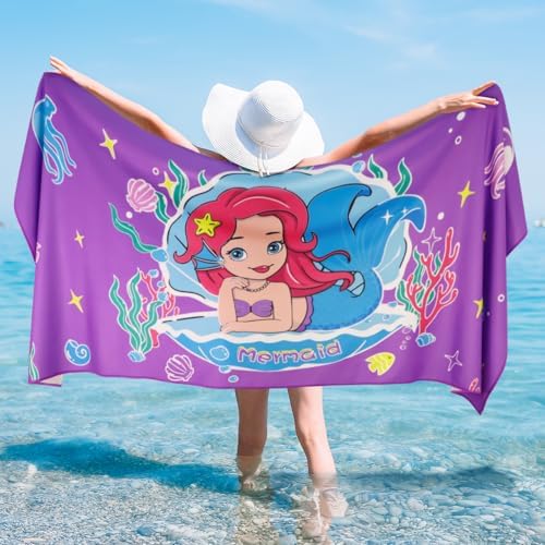 Mermaid Kids Beach Towel Quick Dry Microfiber