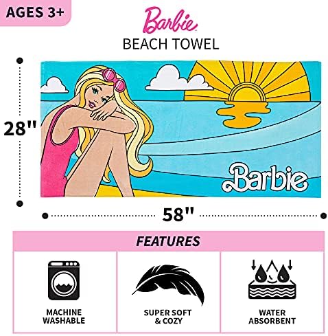 Barbie Super Soft Cotton Beach Towel by Franco Perfect for Summer Fun