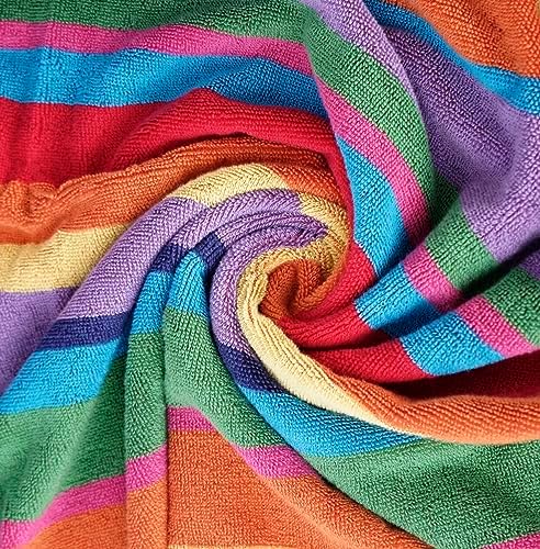 White Classic - 30x60 Rainbow-Stripped Ultra Soft Beach Towels 4-Piece Set