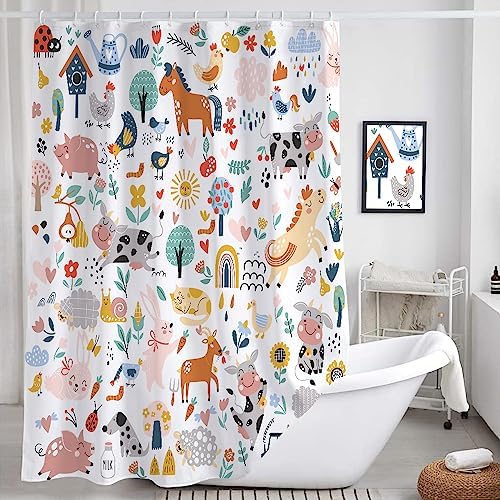 Boho Rustic Animal Shower Curtain Set for Kids