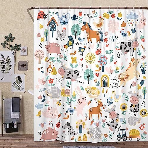Boho Rustic Animal Shower Curtain Set for Kids
