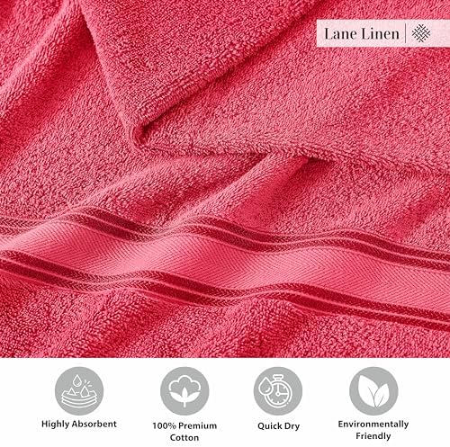 LANE LINEN Luxury Bath Towels Set Vippered 3-Piece Solid Cotton Set